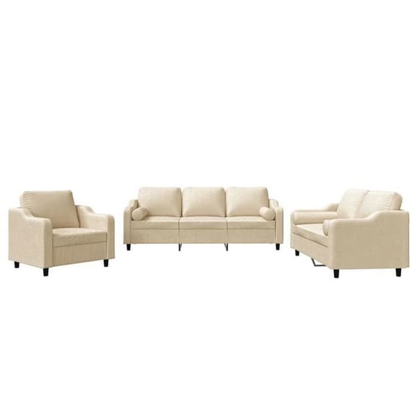 Maison Exclusive - Sæt af 3 sofaer med cremefarvede puder i stof
