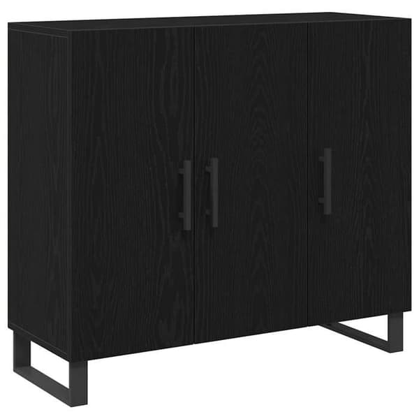 Maison Exclusive - Buffet Sort egetræ 90 x 34 x 80 cm Ingeniørtræ svart ek