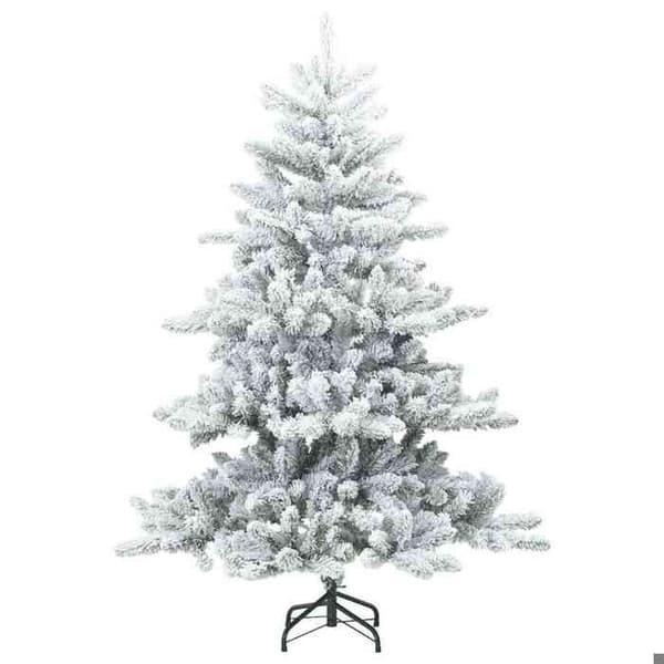 Konstgjord julgran - EXKLUSIV HEM - Ledade grenar - Vit 150 cm - Varmvit LED - Fällbart metallstöd Vit