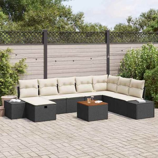 Maison Exclusive - 9 stk. have-sofa sæt i sort poly rattan Svart