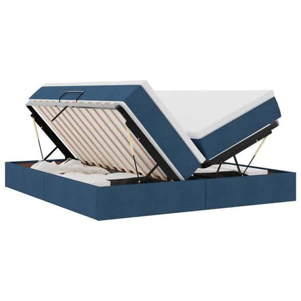 Maison Exclusive - Säng med förvaring och madrass Blå 200 x 200 cm Polyester