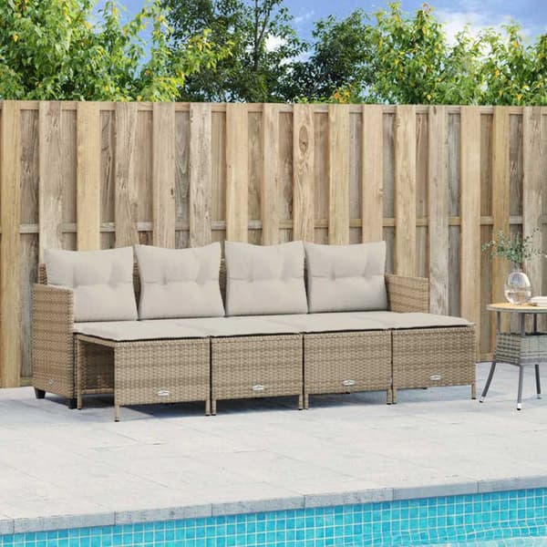 Maison Exclusive - Trädgårdsmöbler med kuddar 5 delar beige flätad resin beige