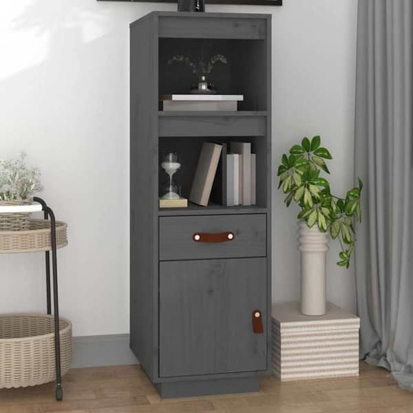 Maison Exclusive - Høj buffet Grå 34x40x108,5 cm Massivt fyrretræ Grå