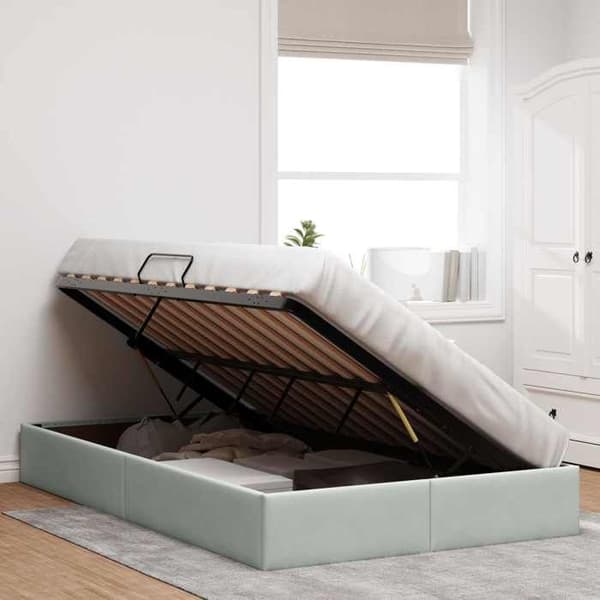 Maison Exclusive - Sängram ottoman Ljusgrå 120 x 200 cm Sammet