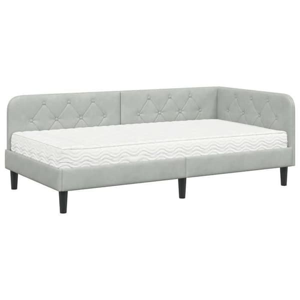 Maison Exclusive - Ljust grått hörnsängram 90 x 190 cm Sammet Ljusgrått