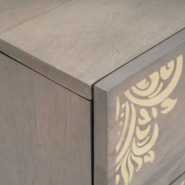 Maison Exclusive - Sängbord Grå 40 x 33 x 46 cm Massivt mangoträ Grå