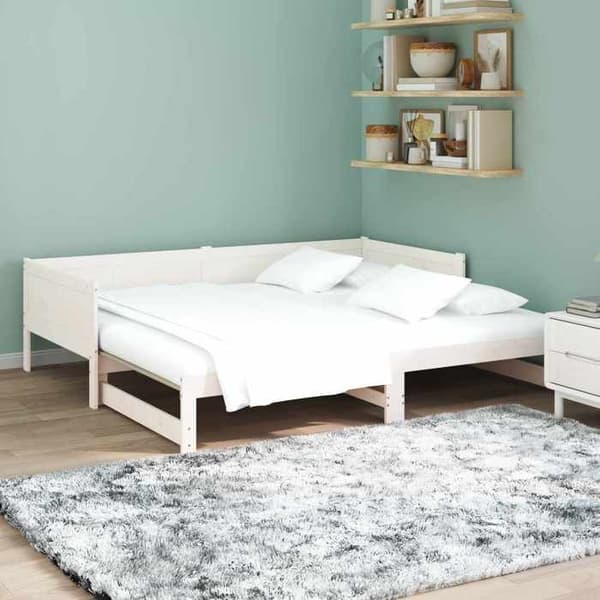 Maison Exclusive - Utdragssäng Dag Vit 180 x 200 cm Massivt trä Vit