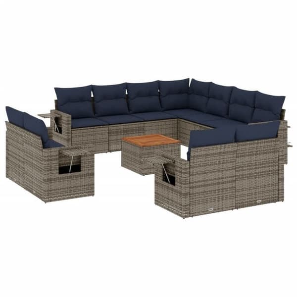 Modulær have-sofa - EKSKLUSIV HUS - Sæt med 12 dele - Grå - PE-rattan - Akacietræ bordplade Grå