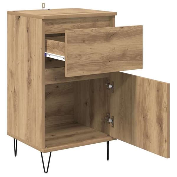 Maison Exclusive - Buffet i egetræ, håndlavet 35 x 40 x 70 cm, ingeniørtræ