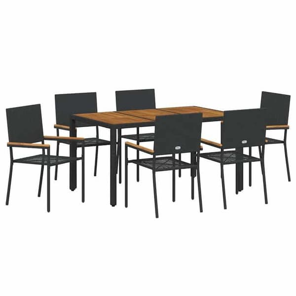 Maison Exclusive - 7 pc have spisebordssæt i sort polyrotin Svart