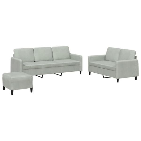 Maison Exclusive - Sæt af 3 sofaer i lys grå velour