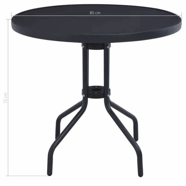 Havemøbel - EKSKLUSIV HUS - Ø80 cm - Sort - Stål & glas - Rund Svart