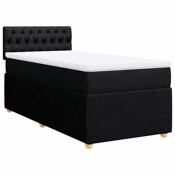 Sengebund med madras - 100x200 cm - Sort - Polyesterstof - Tilpasselige LED-lys