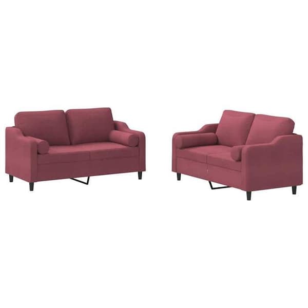 Maison Exclusive - Sæt af 2 sofaer med bordeaux røde puder i stof