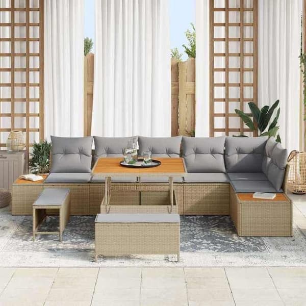 Maison Exclusive - 9-delars trädgårdsoff-set 8-sits Beige