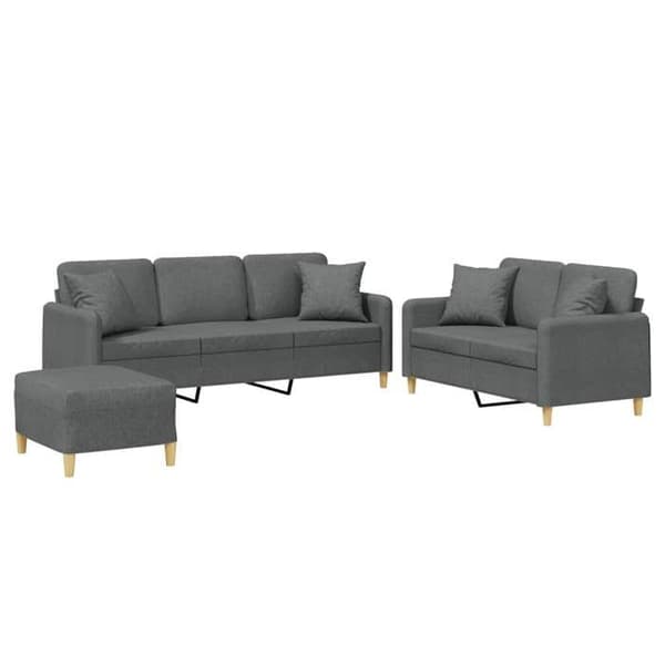 Maison Exclusive - Sæt af 3 sofaer med mørkegrå puder i stof