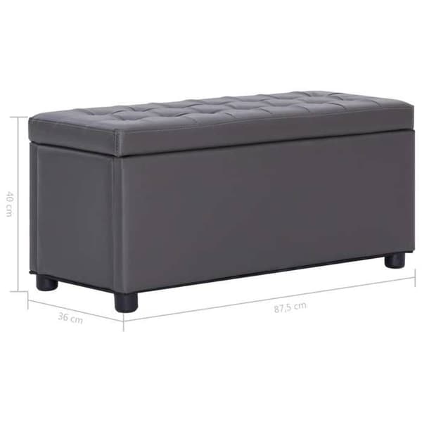 Opbevaringspuf - Eksklusiv Hus - Grå - 87,5 x 36 x 40 cm - Syntetisk læder Grå