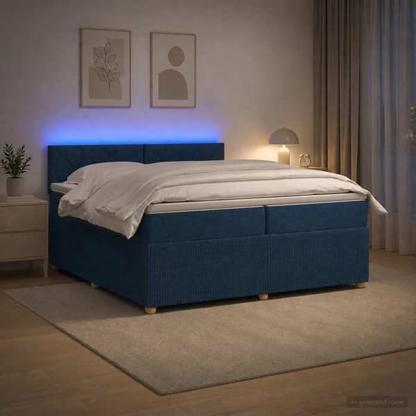 Maison Exclusive - Boxspring säng med madrass Blå 200 x 200 cm Tyg Blå