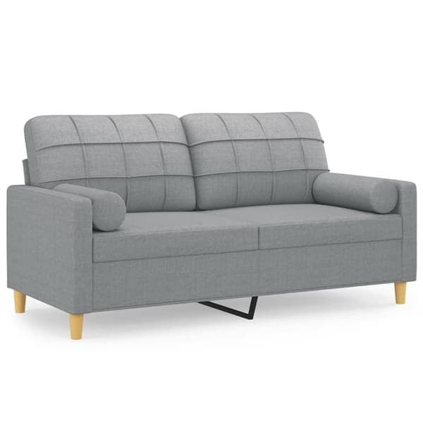 Maison Exclusive - Soffa 2 platser med ljusgrå kuddar 140 cm tyg ljusgrått