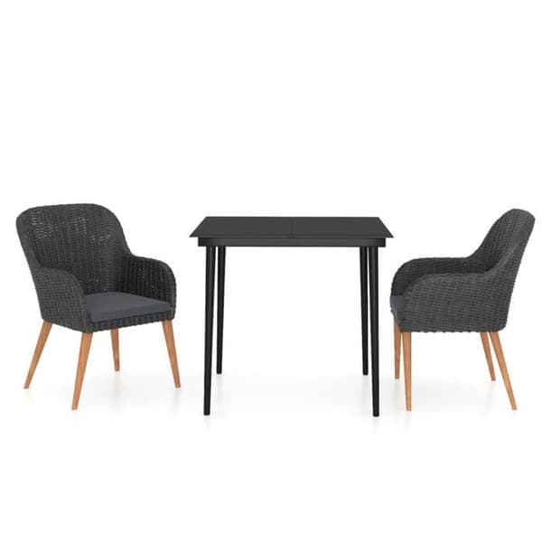 Maison Exclusive - Have spisebordssæt med puder 3 stk sort