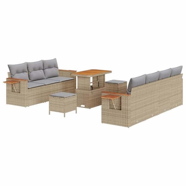 Maison Exclusive - 10-delars trädgårdsoff-set i beige polyrotting beige
