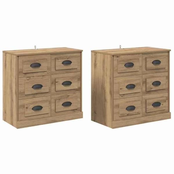 Maison Exclusive - Buffeter 2 stk Håndlavet Eg 70 x 35,5 x 67,5 cm Ek