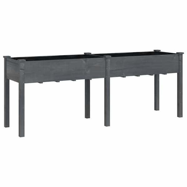 Maison Exclusive - Blomlåda med grå foder 203x53x76 cm massiv granträ