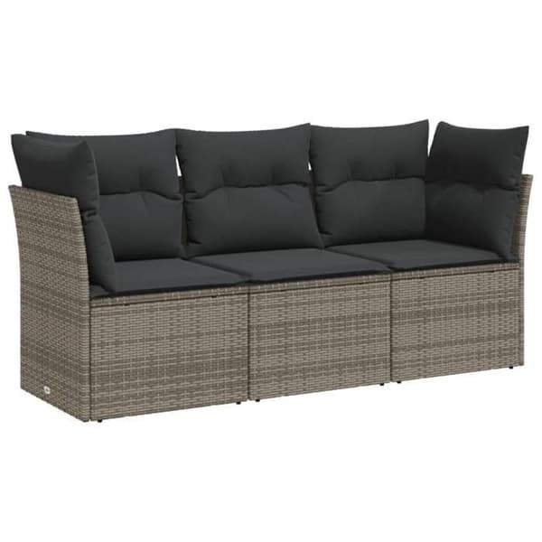 Maison Exclusive - Trädgårdsmöbler med kuddar 3 delar grå flätad resin