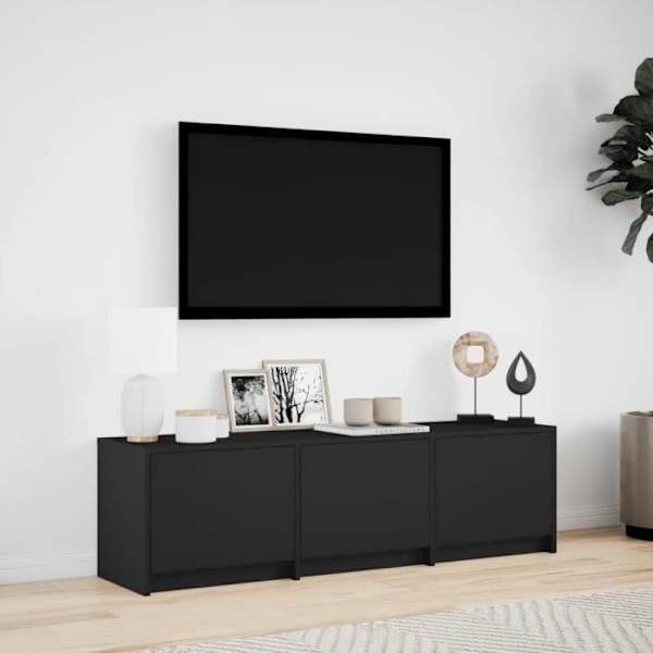 TV-møbel med LED sort 140x34x40 cm ingeniørtræ40 [cm] Svart