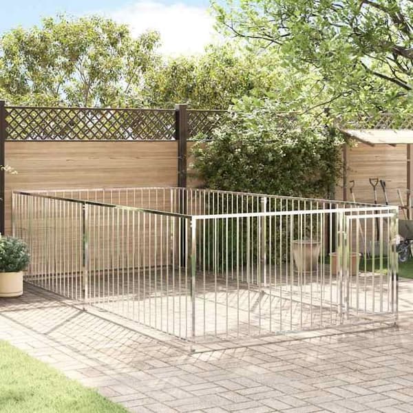Maison Exclusive - Utomhus hundbur 200 x 400 x 100 cm Silver