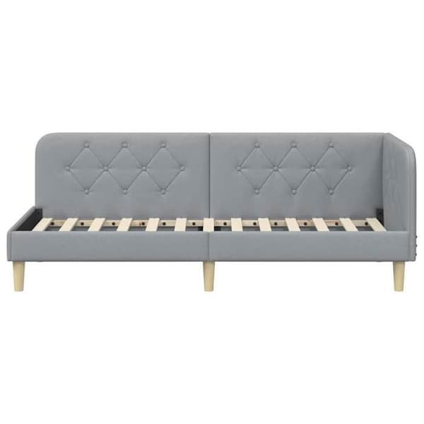 Vinkelsängram - EXKLUSIV HEM - Ram 80 x 200 cm - Ljusgrå - Polyester tyg - Vändbar armstöd Ljusgrått