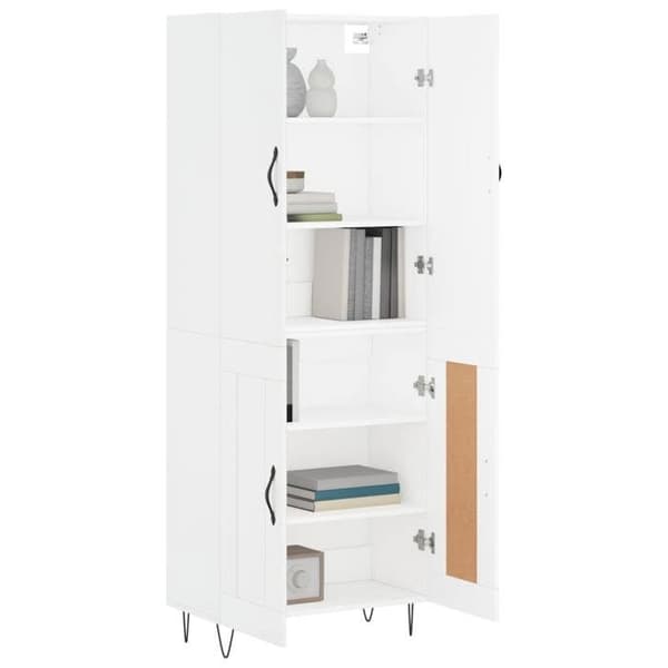 Buffé hög - Exklusivt hus - Vit - Hållbart ingenjörsträ - 69,5x34x180 cm Vit