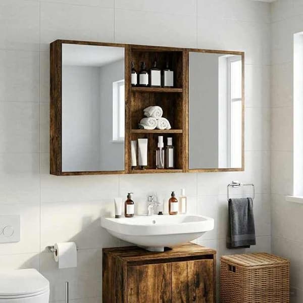 Maison Exclusive - Vægskab til badeværelse Røget Eg 30 x 10 x 60,5 cm