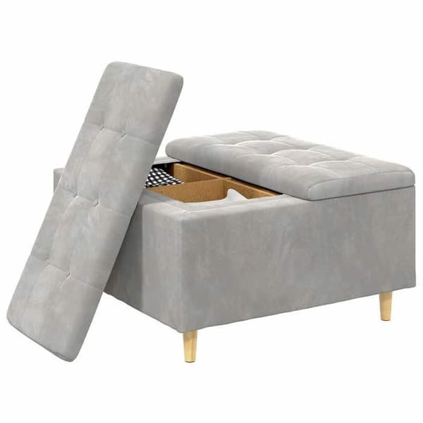 Maison Exclusive - Ottoman med förvaring Ljusgrå 80 x 80 x 45 cm Sammet