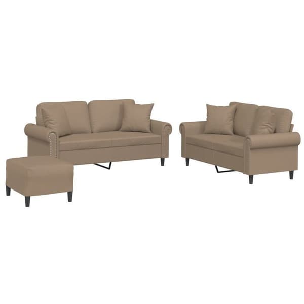 Maison Exclusive - Sæt af 3 sofaer med cappuccino puder i kunstlæder
