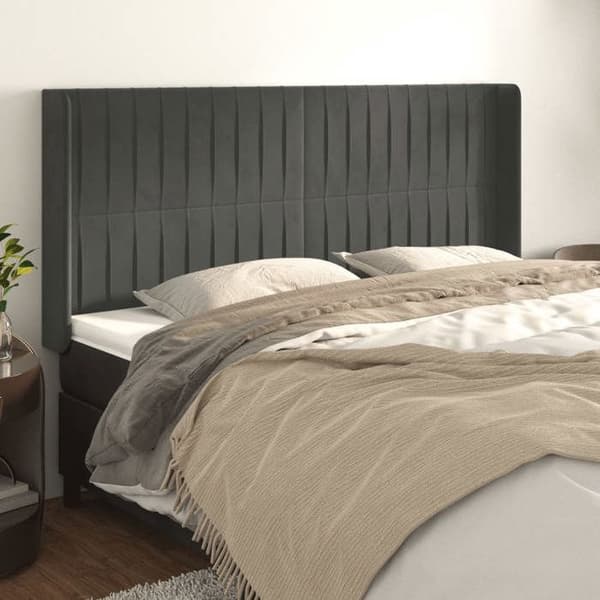 Maison Exclusive - Päätylevy korvilla Tummanharmaa 203x16x118/128 cm Sametti mörkgrå