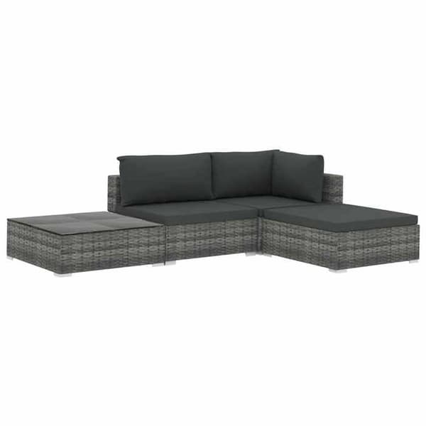 Maison Exclusive - Trädgårdsmöbler 4 delar med kuddar i grå flätad resin