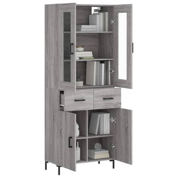 Maison Exclusive - Buffé hög Sonoma grå 69,5x34x180 cm Ingenjörsträ