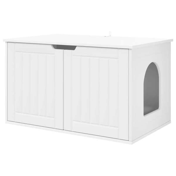 Kattemiljø - EKSKLUSIVT HUS - 85 x 55 x 50,5 cm - Ingeniørtræ - Rektangulær - Hvid Vit