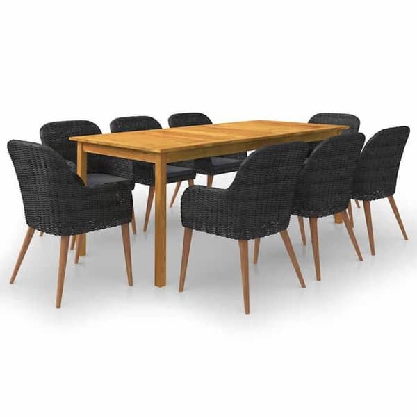 Maison Exclusive - 9 osan musta puutarhakalustesarja Svart