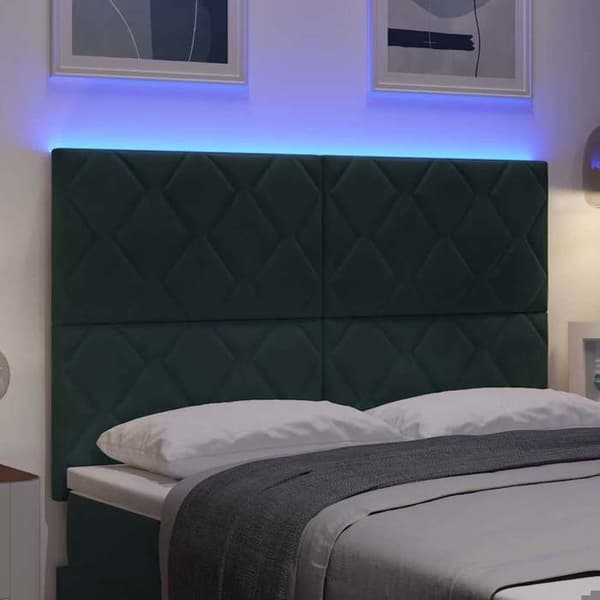 Maison Exclusive - LED-huvudgavel Mörkgrön 144 cm Sammet