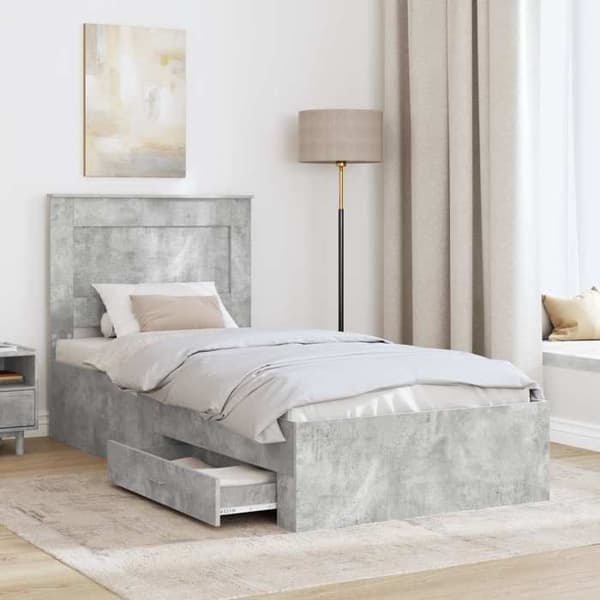 Maison Exclusive - Sängram Grå betong 90 x 200 cm Ingenjörsträ