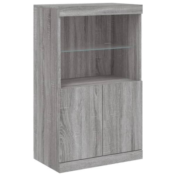 Maison Exclusive - Buffet med LED-lys sonoma grå 60,5x37x100 cm