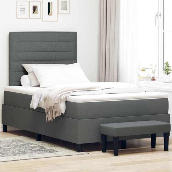 Sengestel med madras - EKSKLUSIV HUS - 120 x 190 cm - Mørkegrå - Justerbar hovedgærde Mörkgrå