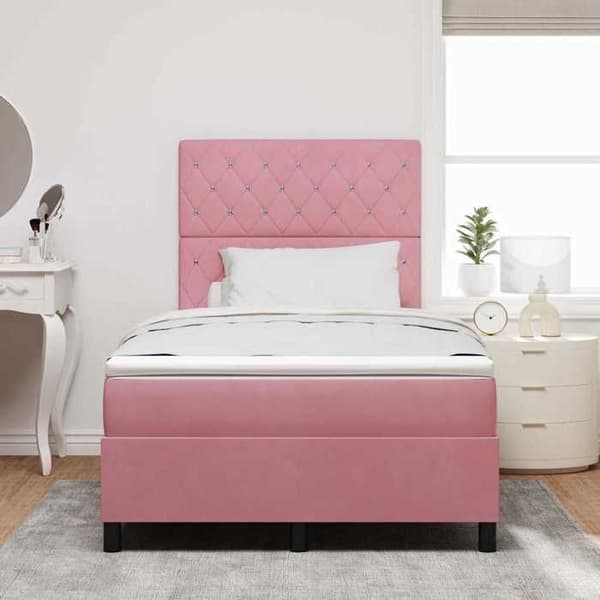 Maison Exclusive - LED-jousipatja vaaleanpunaisella 120 x 190 cm sametilla Ros