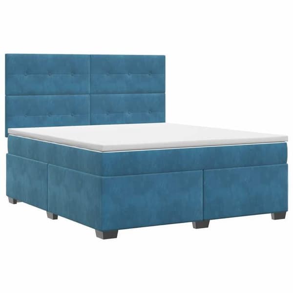 Maison Exclusive - Boxspring seng med madras Blå 160 x 200 cm Velour Blå