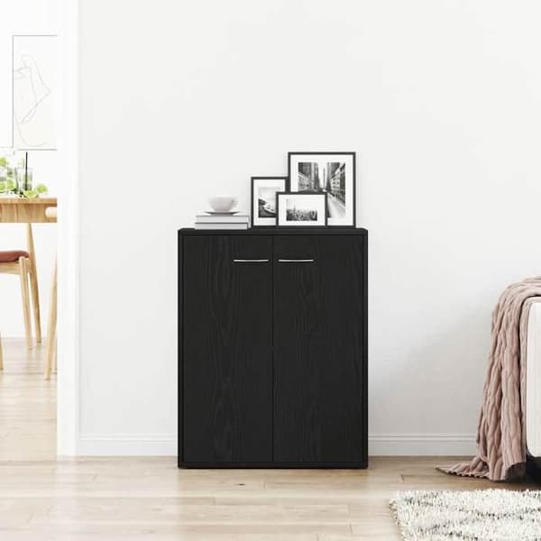 Maison Exclusive - Buffet i sort egetræ 60x30x75 cm ingeniørtræ