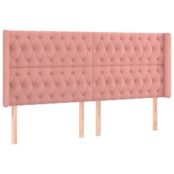 Maison Exclusive - Päätylevy korvilla Vaaleanpunainen 203x16x118/128 cm Sametti Ros