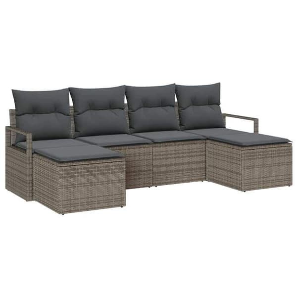 Maison Exclusive - 6 osan sohvasetti harmaa polyrottinki
