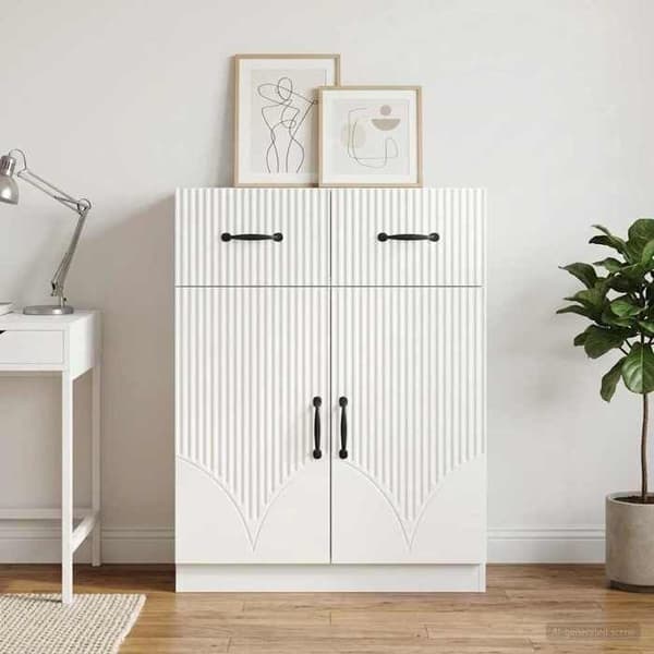 Maison Exclusive - Hvid glans buffet 66 x 34,5 x 87 cm Ingeniørtræ